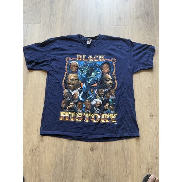 Vintage Y2K Black History 365 T-Shirt Double Sided Rap Hip Hop Tee Sz 3XL - Picture 1 of 10